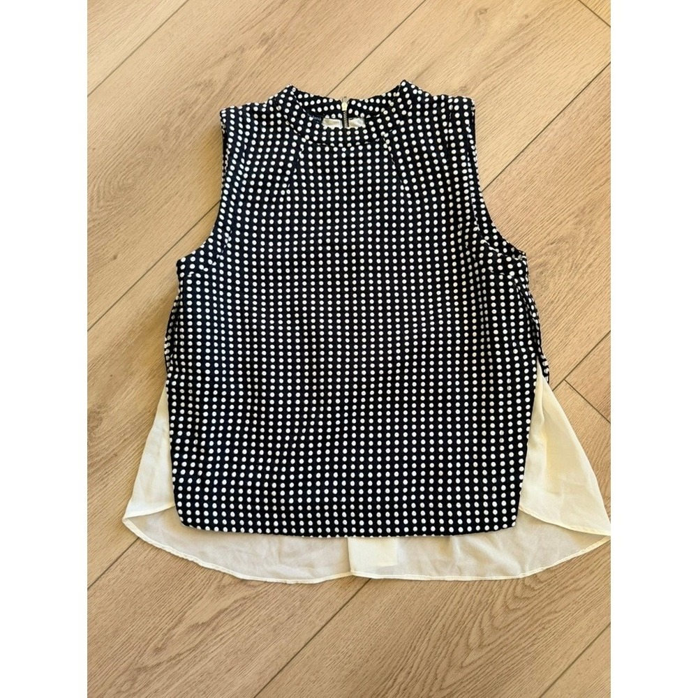 k. by kersh Women Black White Polka Dot Layered High Low Sleeveless Top Small
